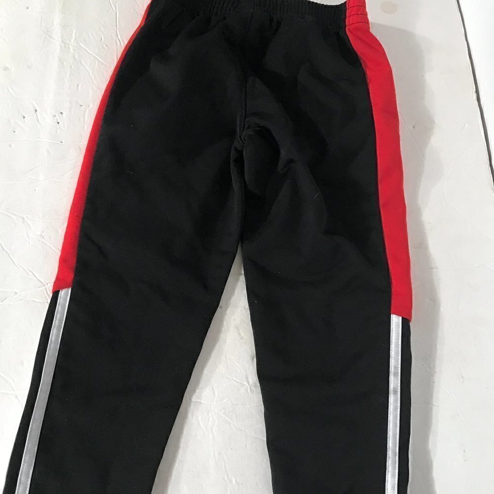 ADIDAS Kids Boys Black Red Stripe Running Runner Track Workout Sweatpants Pants - Picture 5 of 7